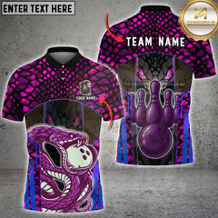 Maxcorners Bowling Snake Reptile Skin Graphic Multioptions Customized Name, Team Name 3D Shirt (5 Colors)