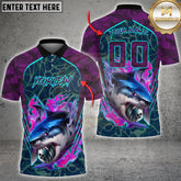 Maxcorners Bowling Shark Bite Flame Graphic Multioptions Customized Name, Team Name 3D Shirt (5 Colors)