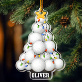 Maxcorners Custom Golf Ball Xmas Ornament, Golf Player Custom Name Golf Keychain, Christmas Golf Gift