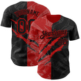 Maxcorners Custom Graffiti Pattern Black-Red 3D Scratch Premium Baseball Jersey LM0210