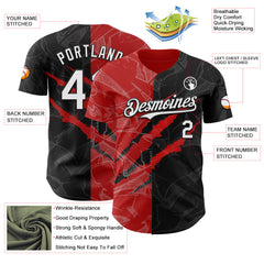 Maxcorners Custom Graffiti Pattern White Black-Red 3D Scratch Premium Baseball Jersey LM0210