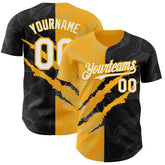 Maxcorners Custom Graffiti Pattern White Black-Gold 3D Scratch Premium Baseball Jersey LM0210