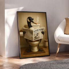 Maxcorners Funny Goose Read Newspaper Bathroom Canvas Wall Art – Hunting Wildlife Animal Poster - Unique Gift for Dad, Hunters