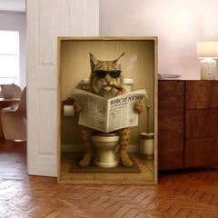 Maxcorners Funny Bobcat Bathroom Wall Art – Rustic Wildlife Decor for Men, Hunting Cabin Poster, Hilarious Gift for Dad