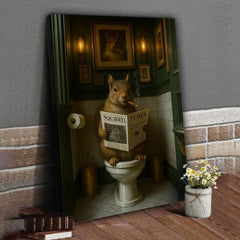 Maxcorners Funny Squirrel on Toilet Poster Canvas – Hilarious Wildlife Bathroom Scene - Lodge Humor Canvas, Gift for Men or Nature Lovers