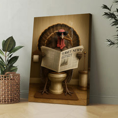 Maxcorners Turkey Reading News Smoking Bathroom Wall Art – Rustic Decor for Men, Hilarious Gift for Men, Hunter