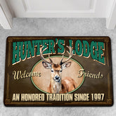 Maxcorners Personalized Hunter’s Lodge Deer Doormat – Custom Year, Rustic Cabin Welcome Mat for Hunters & Outdoor Decor LM1611
