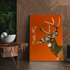Maxcorners Smoking Buck Deer Canvas – Funny Hunting Wall Art for Man Caves - Gift for Hunters & Redneck Vibes