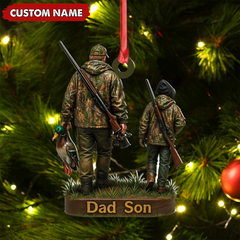 Maxcorners Personalized Duck Hunting Ornament for Dad and Son, Father & Son Camo Hunting Decoration, Duck Hunter Gift for Outdoor Lovers LM0411