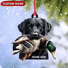 Maxcorners Personalized Hunting Dog Acrylic Ornament - Personalized Labrador Retriever & Duck Christmas Gift LM0411