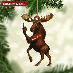 Maxcorners Personalized Funny Moose Acrylic Christmas Ornament And Keychain- Custom Decoration Holiday Gift for Hunters 2D Flat