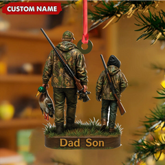 Maxcorners Personalized Duck Hunting Ornament for Dad and Son, Father & Son Camo Hunting Decoration, Duck Hunter Gift for Outdoor Lovers LM0411