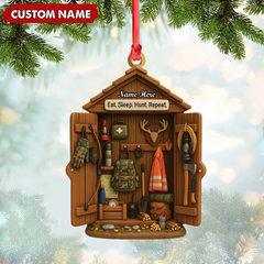 Maxcorners Personalized Hunter Gear Acrylic Ornament - Custom Name - Sleep Hunt Repeat Christmas Gift for Hunters LM0411