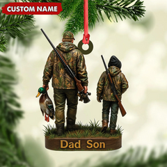 Maxcorners Personalized Duck Hunting Ornament for Dad and Son, Father & Son Camo Hunting Decoration, Duck Hunter Gift for Outdoor Lovers LM0411