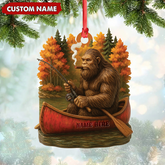 Maxcorners Personalized Bigfoot Fishing Ornament, Funny Sasquatch in Canoe Christmas Decor, Unique Gift for Fishermen and Outdoor Lovers LM0411