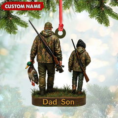 Maxcorners Personalized Duck Hunting Ornament for Dad and Son, Father & Son Camo Hunting Decoration, Duck Hunter Gift for Outdoor Lovers LM0411