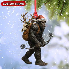 Maxcorners Bigfoot Hunter Christmas Ornament, Funny Sasquatch Archery Decor, Rustic Holiday Gift for Outdoor Adventure Lovers LM0411