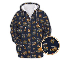 Maxcorners Golf and Bourbon Pattern Polos, Funny Bourbon Shirt For Men, Crazy Golf Shirts For Golfers