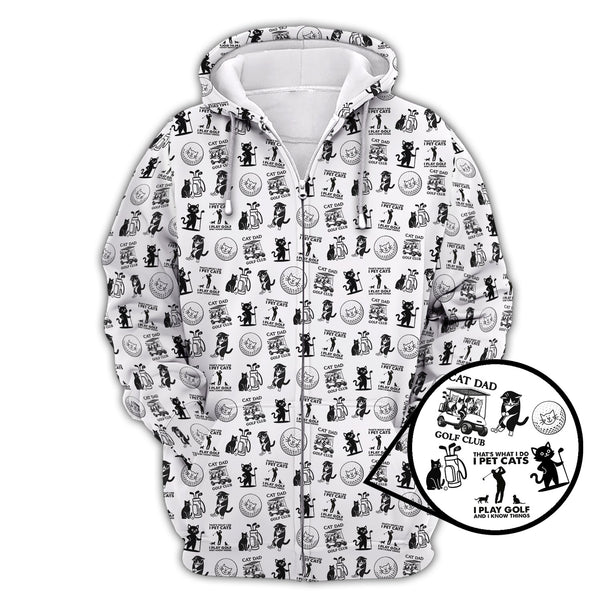 Maxcorners Cat Golf Shirt - Pattern Golf Shirt For Men - Cat Dad Golf Club Shirt For Golfers