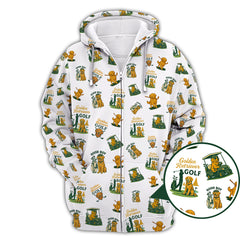 Maxcorners Golden Retriever Pattern Golf Shirt For Men's, Crazy Golf Polos, Funny Golf Shirts For Golfers