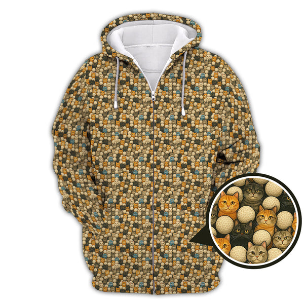 Maxcorners Funny Cat Golf Shirt For Golfer - Cat Pattern Golf Shirt - Golf Gift For Cat Lovers