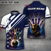 Maxcorners Bowling Ball And Pins X Thunder Multicolor Option Customized Name 3D Shirt (4 Colors)