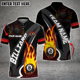 Maxcorners Billiards Fire Personalized Name, Team Name Unisex Zipper Polo ( More Color Options )