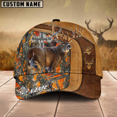 Maxcorners Cross America Hunting Deer Leather Pattern Personalized Hats 3D Multicolored
