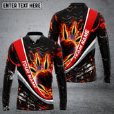 Maxcorners Flaming Magma Bowling And Pins Multicolor Option Customized Name Long Sleeve 3D Shirt