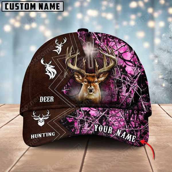 Maxcorners Hunting Deer Leather Pattern Personalized Hats 3D Multicolored
