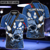 Maxcorners Skull Bowling And Pins Multicolor Option Customized Name 3D Shirt
