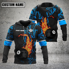 Maxcorners Billiards 8 Ball Fire Skull Multicolor Option Customized Name 3D Hoodie