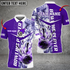Maxcorners Smoky Bowling And Pins Multicolor Option Customized Name 3D Shirt