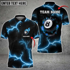 Maxcorners Billiards 8 Ball Thunder Crack Black Grunge Personalized Name 3D Shirt (Multi Color Options)