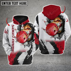 Maxcorners Bowling And Pins Hexagram Premium Multicolor Option 3D Custom Name Shirt