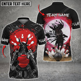 Maxcorners Bowling Ball And Pins Samurai Multicolor Option Customized Name 3D Shirt (4 Colors)