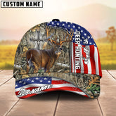 Maxcorners Premium American Hunting Deer Under God Personalized Hats 3D Multicolored