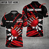 Maxcorners Bowling Ball And Pins Devil's Hand Multicolor Option Customized Name 3D Shirt (4 Colors)