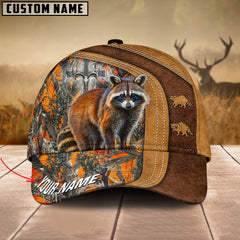 Maxcorners Cross America Hunting Racoon Leather Pattern Personalized Hats 3D Multicolored