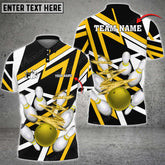 Maxcorners Bowling Ball And Pins 10000 Volt Throw Multicolor Option Customized Name 3D Shirt (4 Colors)