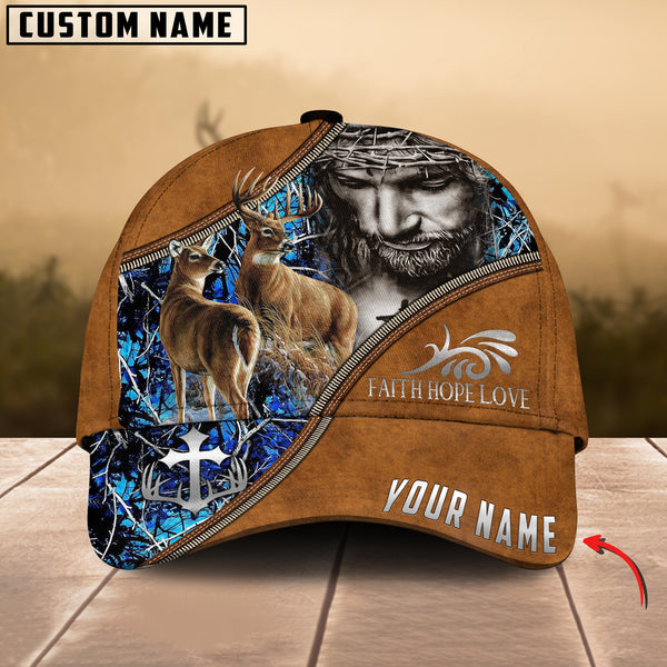 Maxcorners Premium Hunting Deer Faith Hope Love Personalized Hats 3D Multicolored