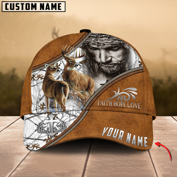 Maxcorners Premium Hunting Deer Faith Hope Love Personalized Hats 3D Multicolored