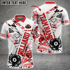 Maxcorners Billiards 8 Ball Crack White Grunge Multi Color Options Personalized Name 3D Shirt