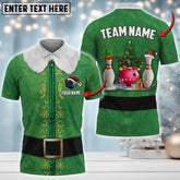 Maxcorners Bowling And Pins Christmas Elf Customized Name And Team Name 3D Shirt