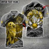 Maxcorners Bowling Ball And Pins Leo Symbol Multicolor Option Customized Name 3D Shirt (4 Colors)