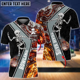 Maxcorners Bowling Skeleton Water Color Multicolor Option Customized Name 3D Shirt