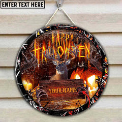 Maxcorners Deer Hunting Personalized Name Halloween Wooden Sign