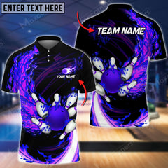 Maxcorners Breath Of Fire Bowling And Pins Multicolor Option Customized Name 3D Shirt