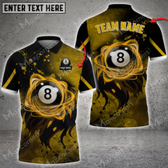 Maxcorners Billiards Lion Flame Personalized Name 3D Shirt (Multi Color Options)