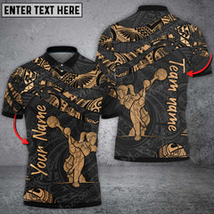Maxcorners Polynesian Pattern 2 Bowling And Pins Multicolor Option Customized Name 3D Shirt